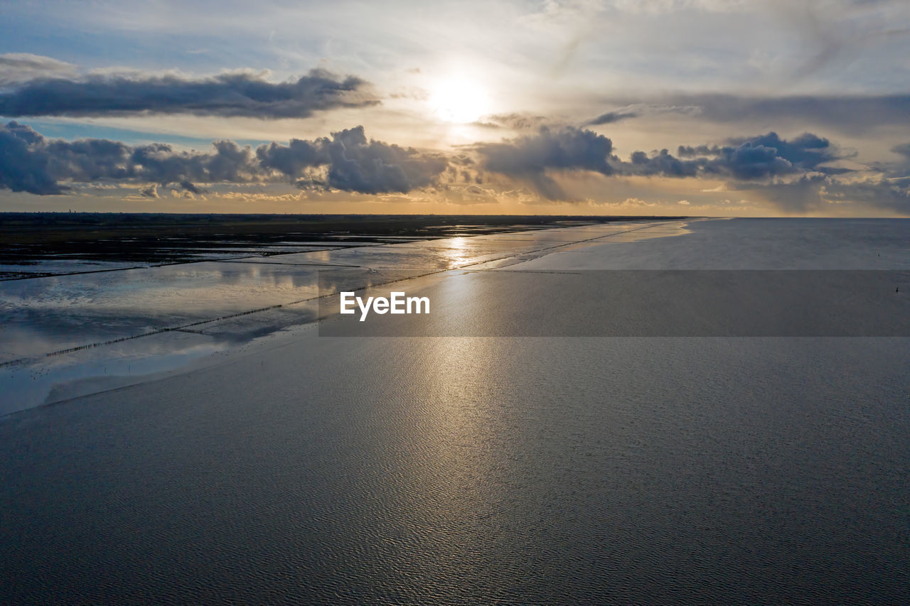 SCENIC VIEW OF SEA AGAINST SUNSET SKY