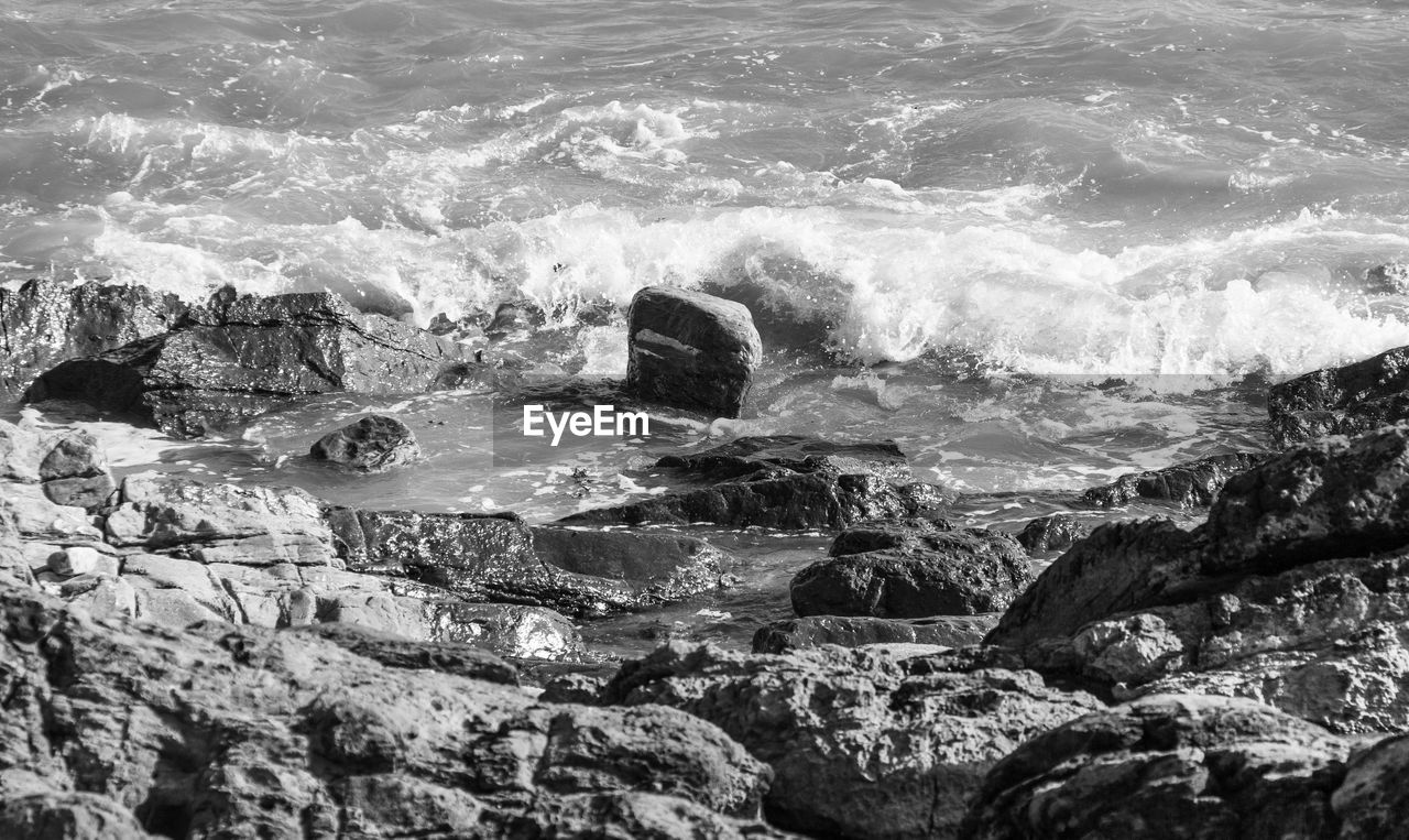 View of rocks on sea shore