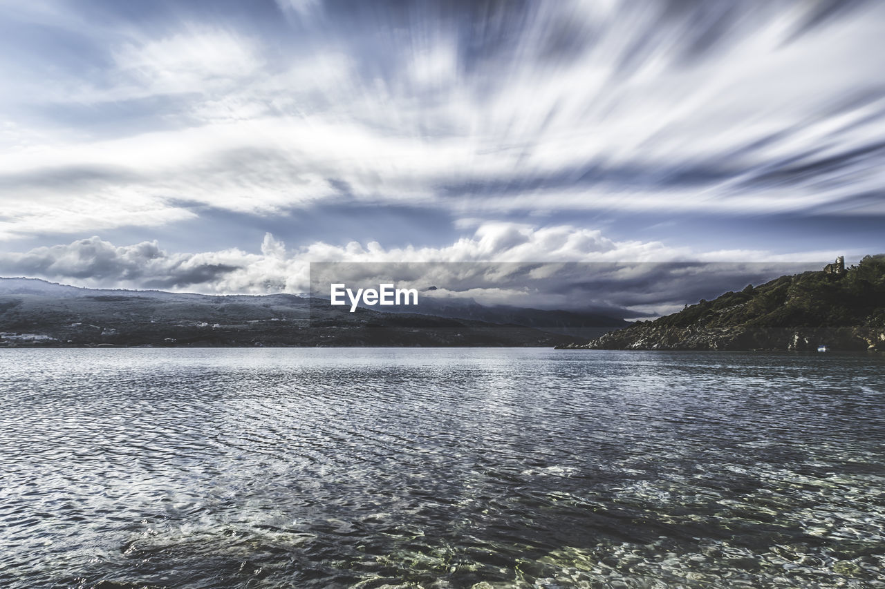 Scenic view of lake against sky