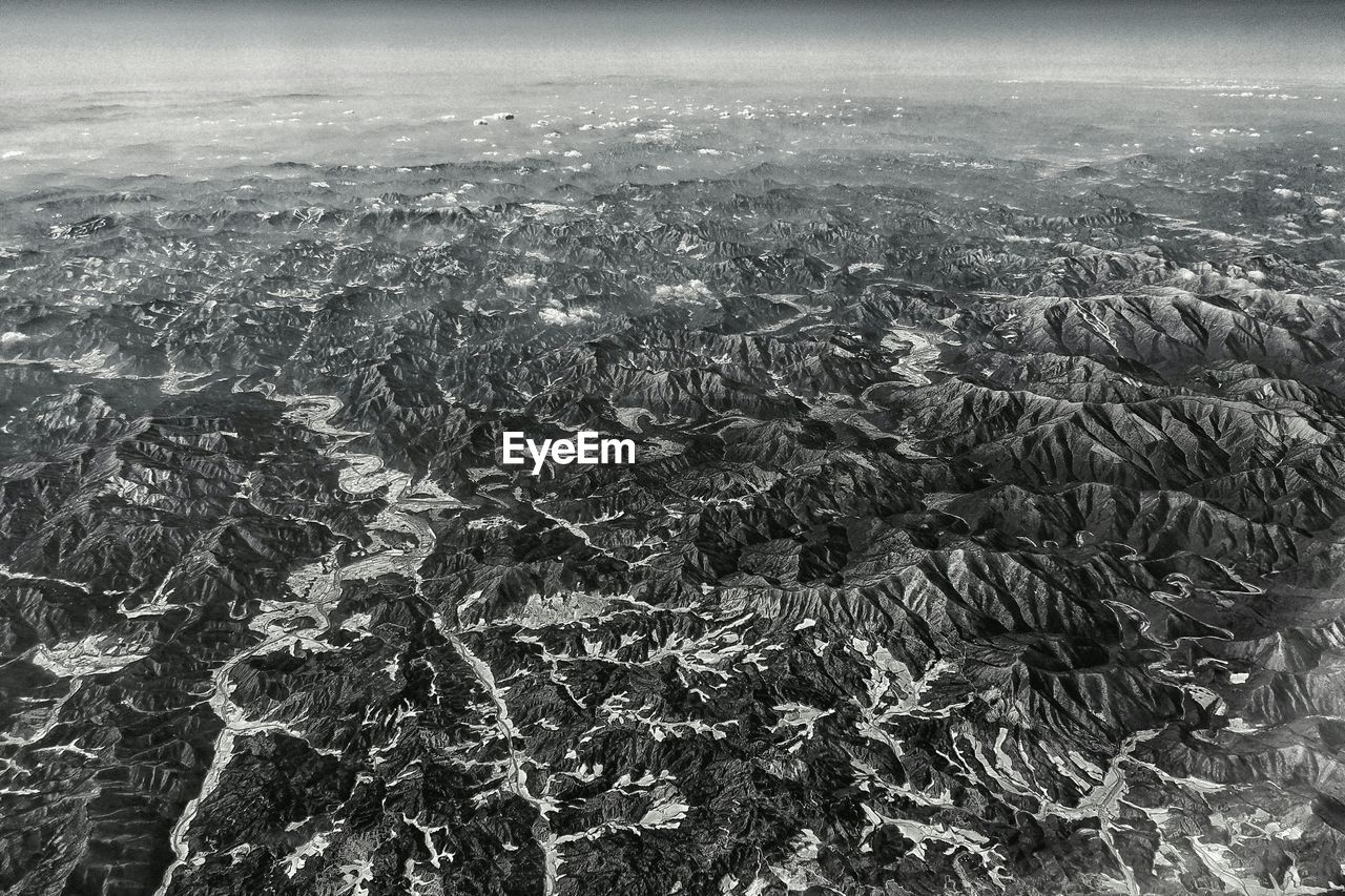 Aerial view of landscape during winter