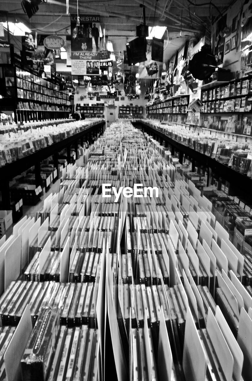 HIGH ANGLE VIEW OF SHOPPING CART IN WAREHOUSE