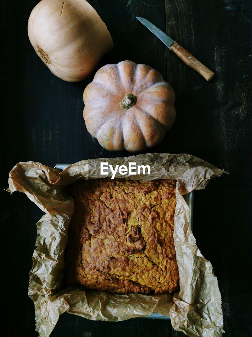 High angle view of pumpkin on table