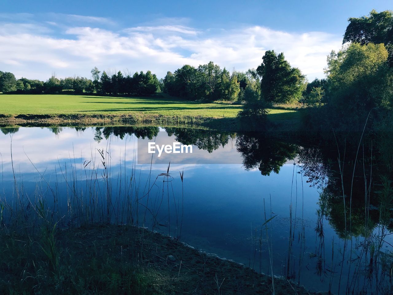 SCENIC VIEW OF LAKE WITH TREES REFLECTION AGAINST SKY