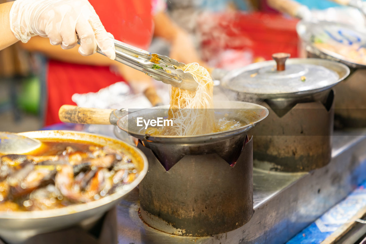 Oriental food - baked shrimp with vermicelli street food in asian.