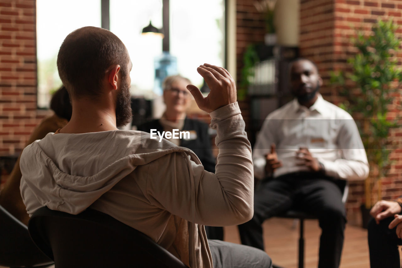 People having discussion during counseling