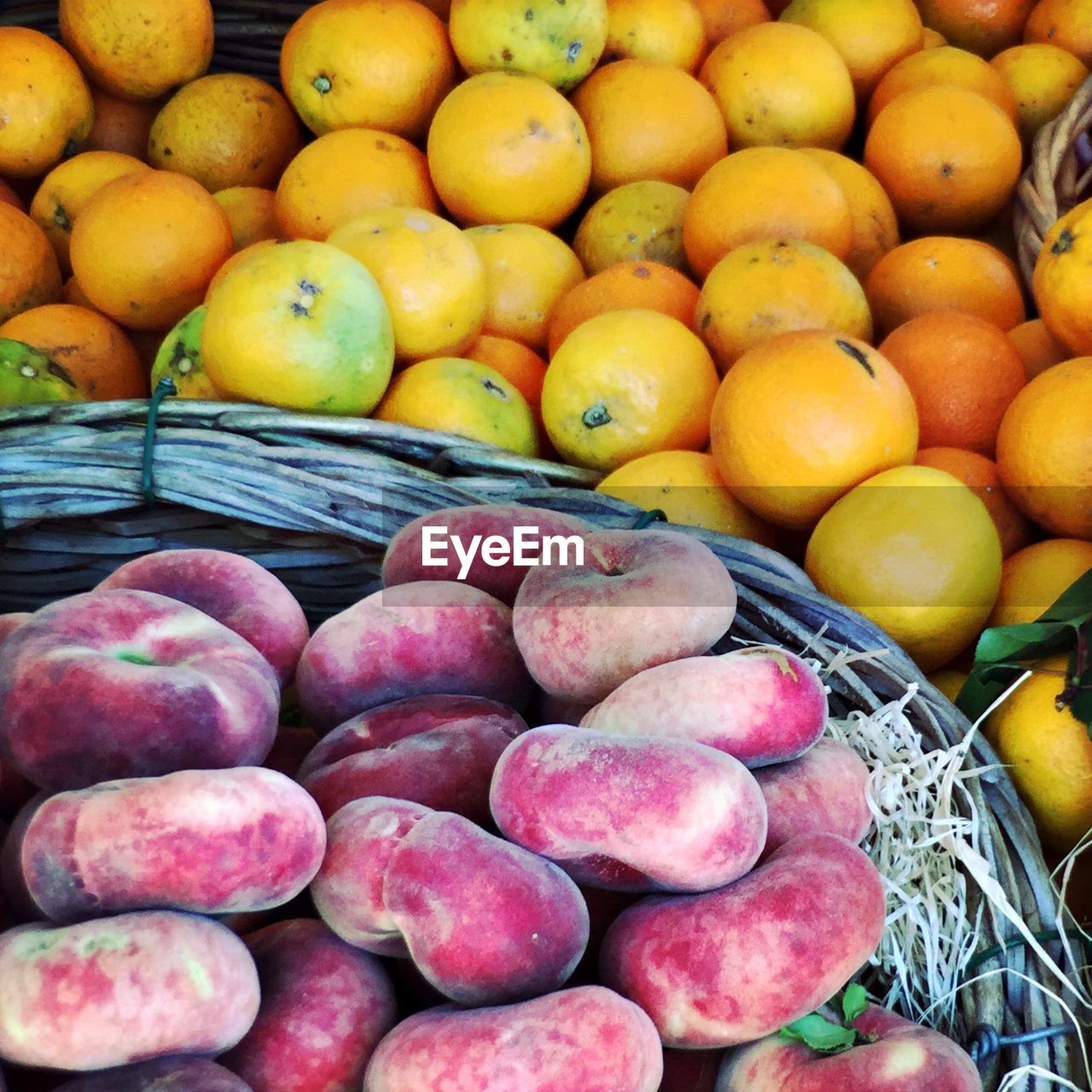 High angle view of fruits for sale at market stall