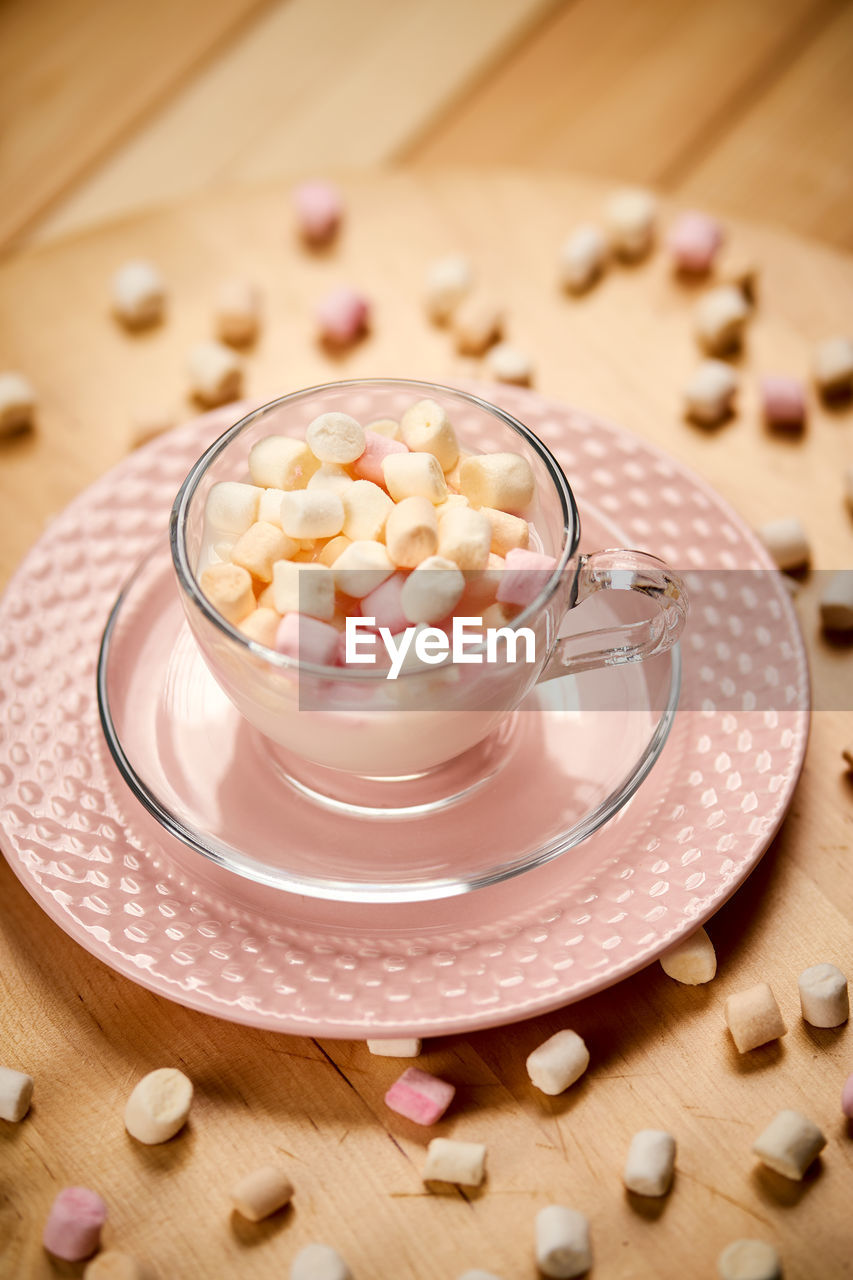 close-up of dessert in plate on table