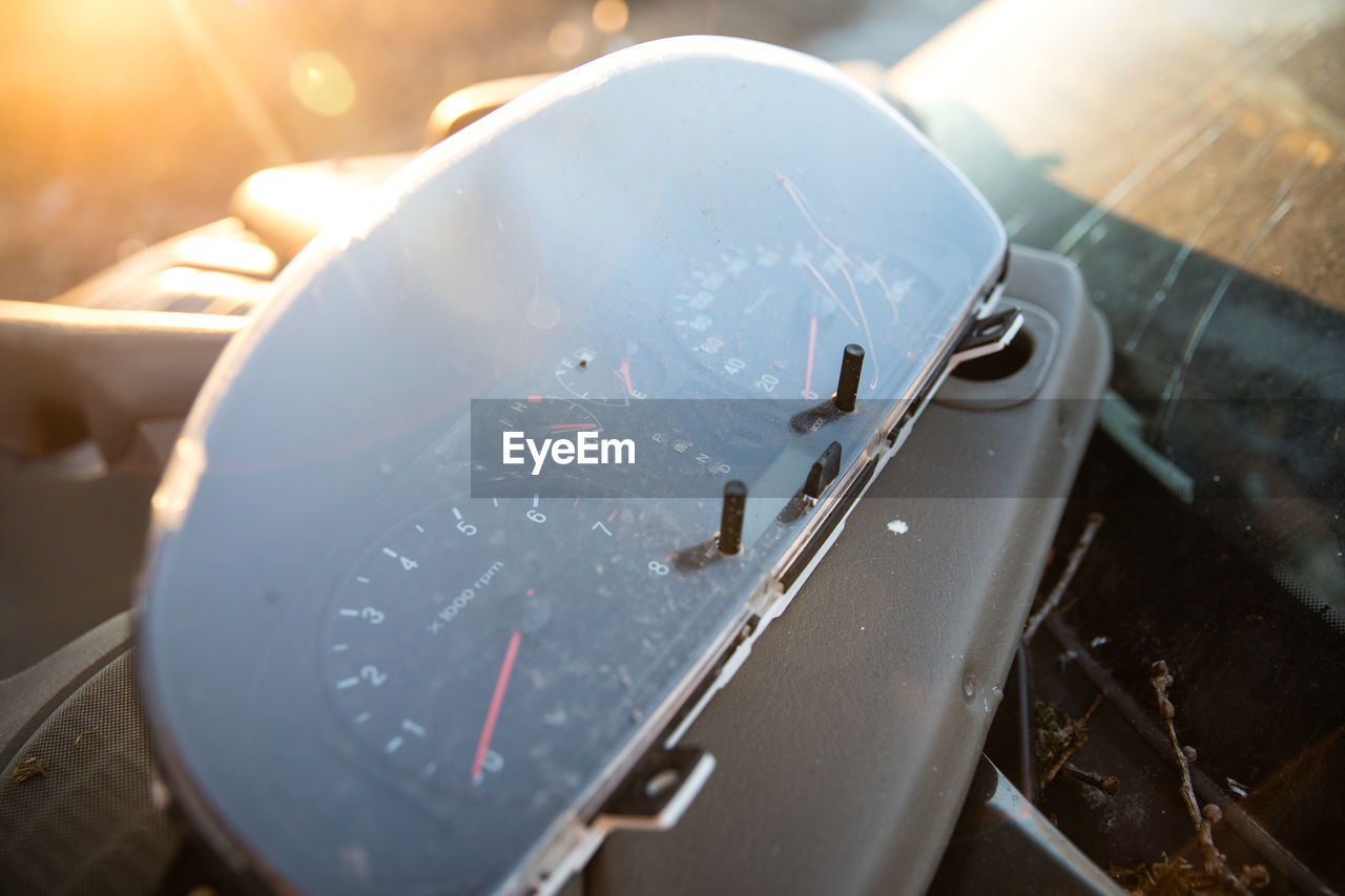 Close-up of speedometer