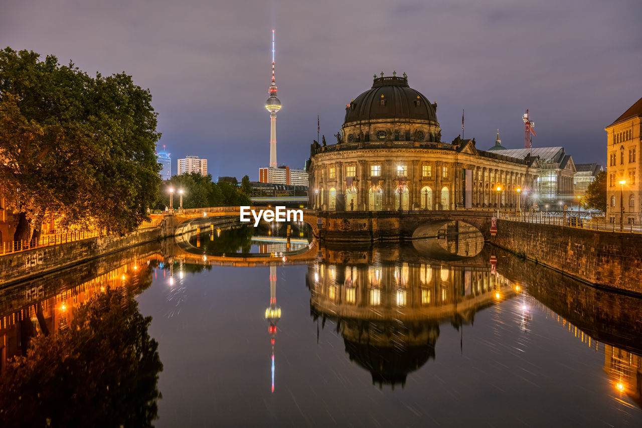 The bode museum and the television tower in berlin at night