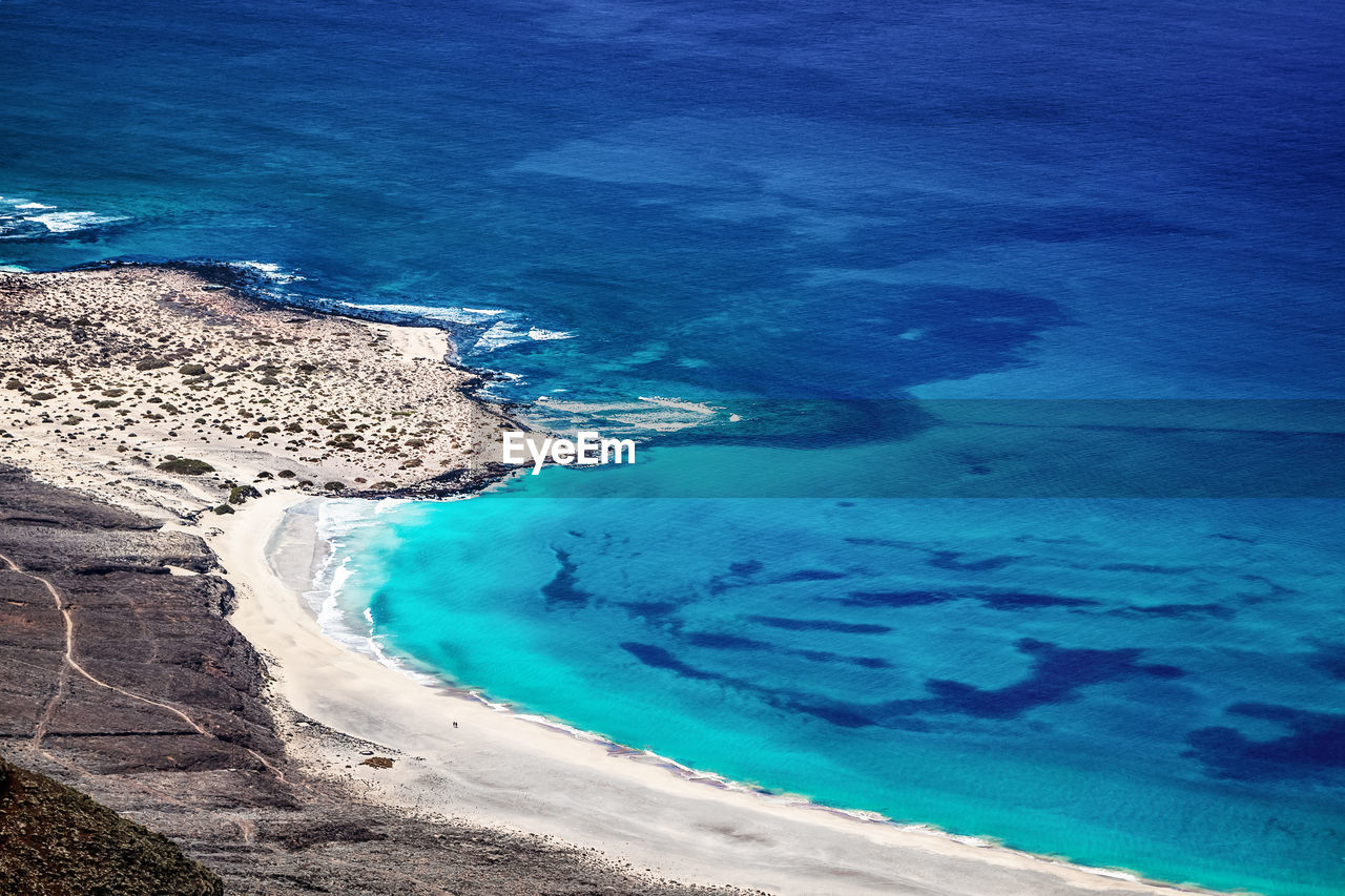 High angle view of  seascape. lanzarote island, spain 2019, riviera 