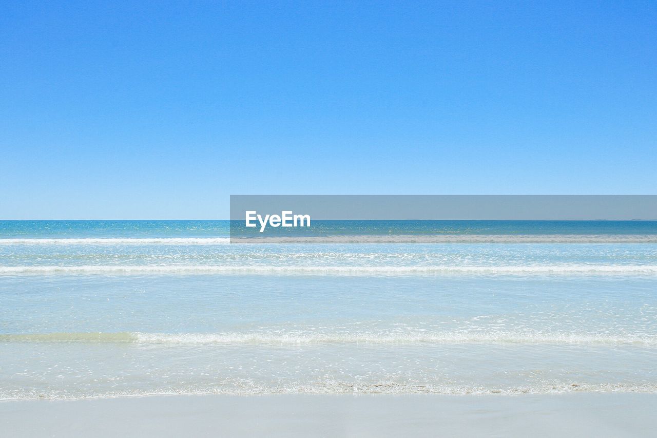 Scenic view of sea against clear sky