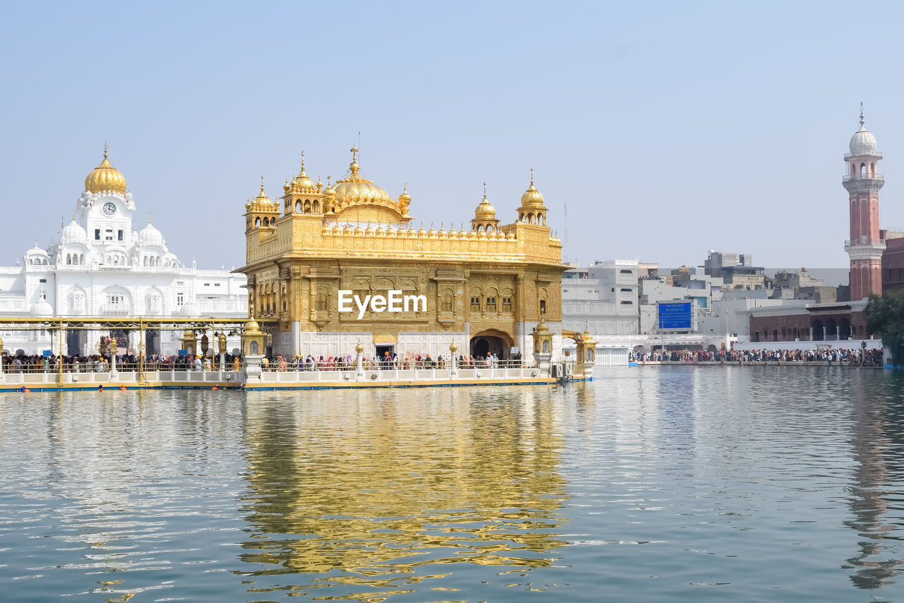 Beautiful view of golden temple - harmandir sahib in amritsar, punjab, india, famous indian sikh