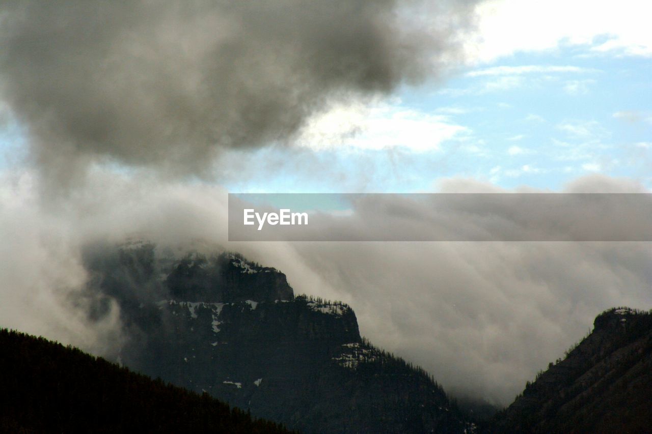 SCENIC VIEW OF MOUNTAINS AGAINST CLOUDY SKY