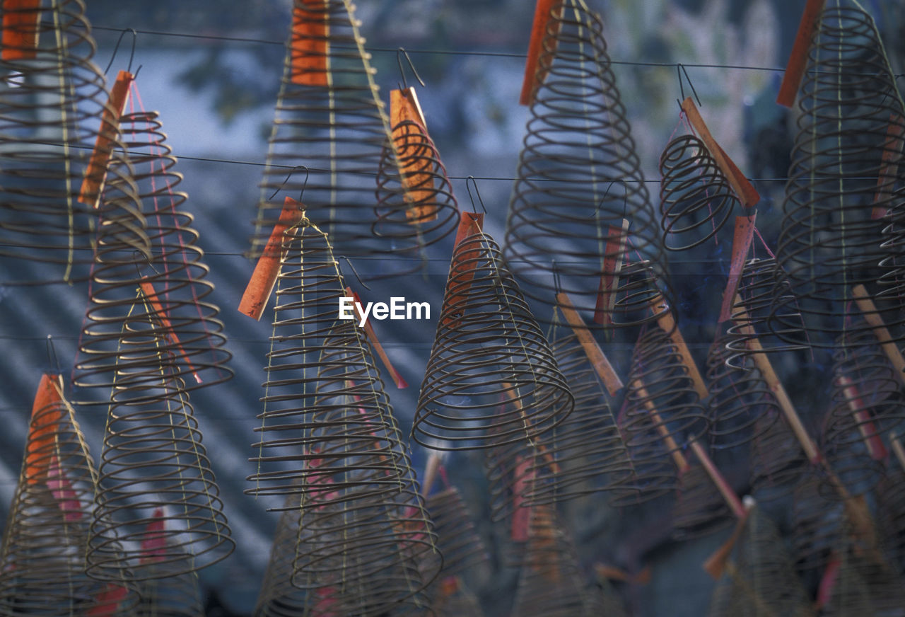 Full frame shot of spiral incenses