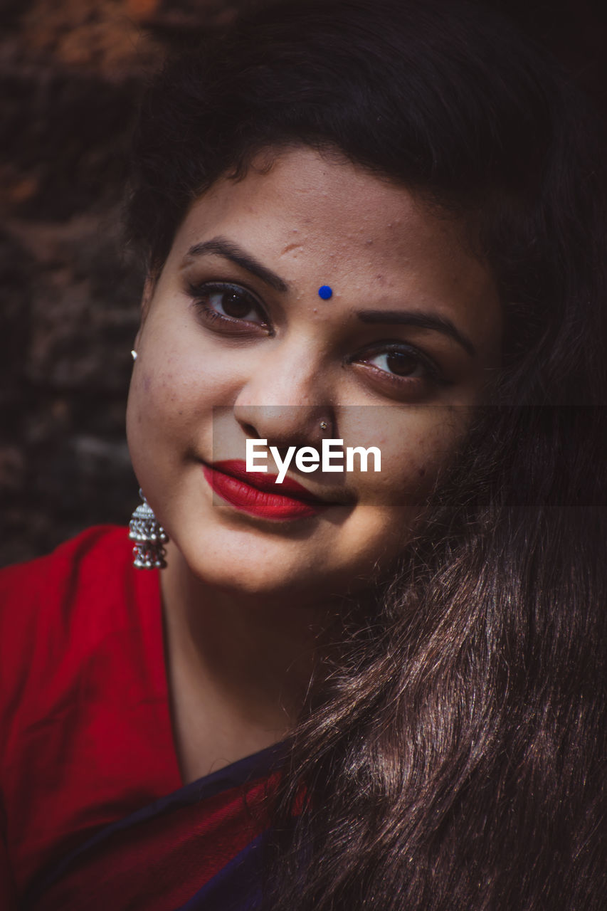 Close-up portrait of a beautiful young woman