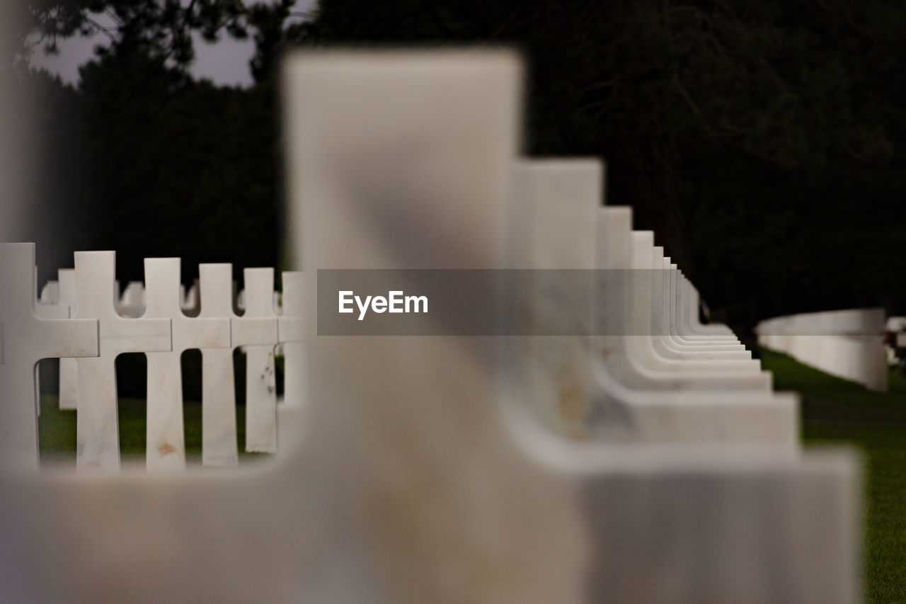 White image of cemetery