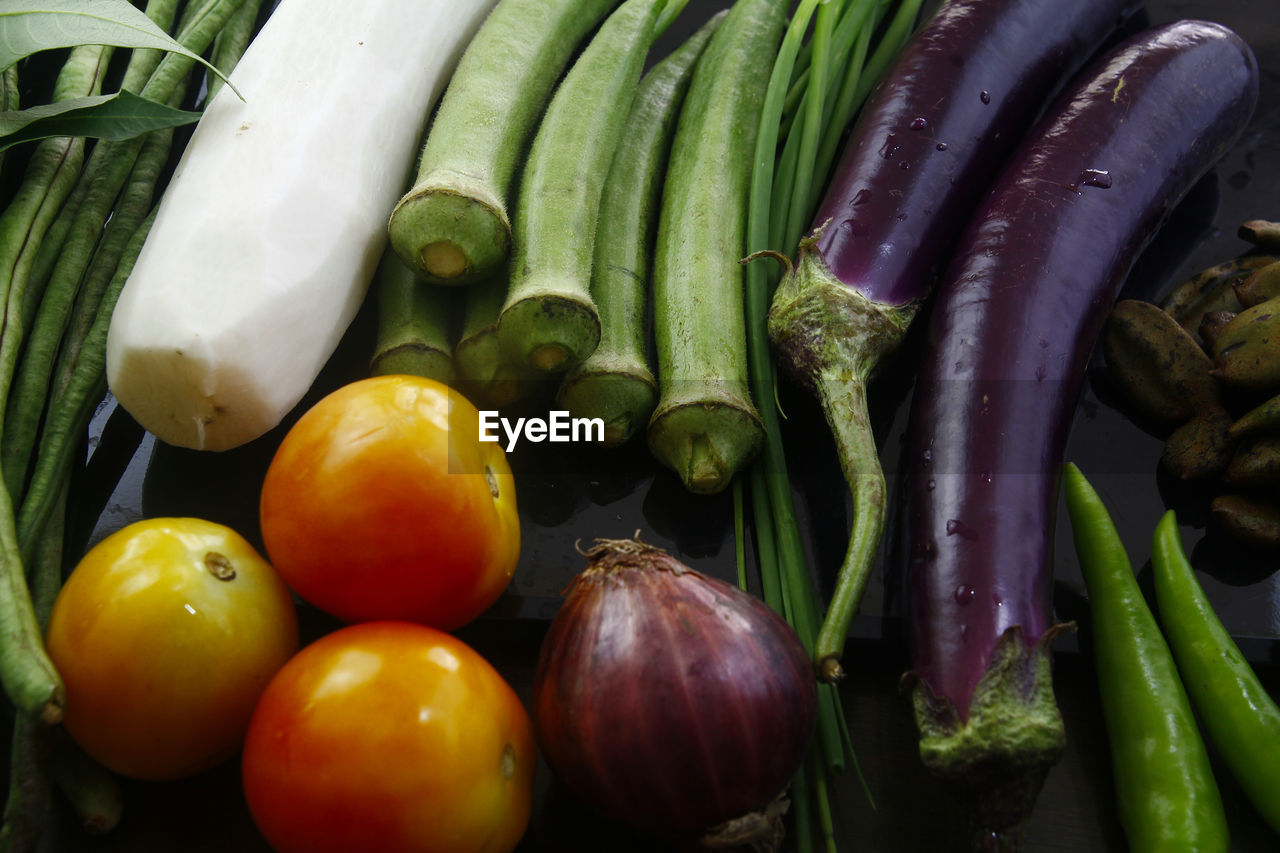 High angle view of vegetables