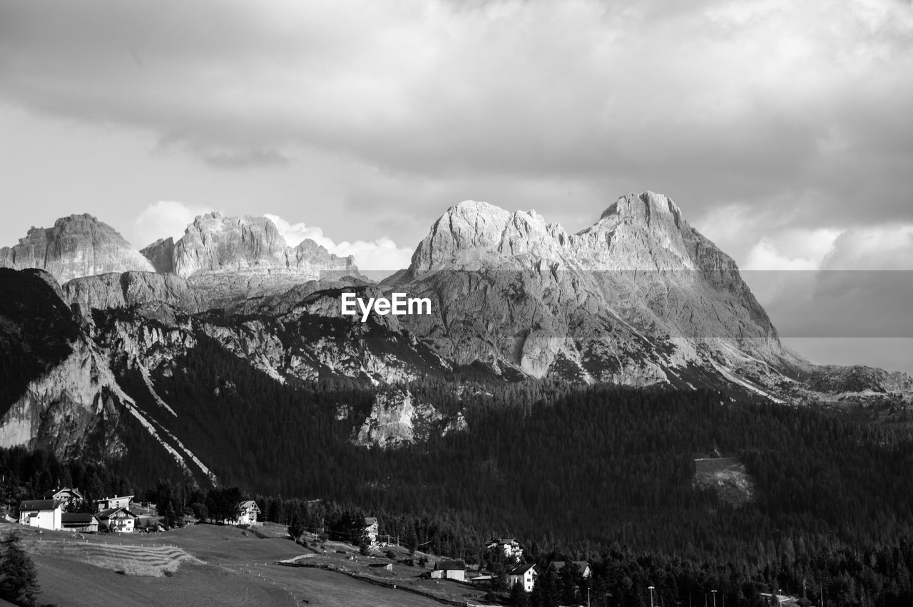 PANORAMIC SHOT OF SNOWCAPPED MOUNTAINS AGAINST SKY