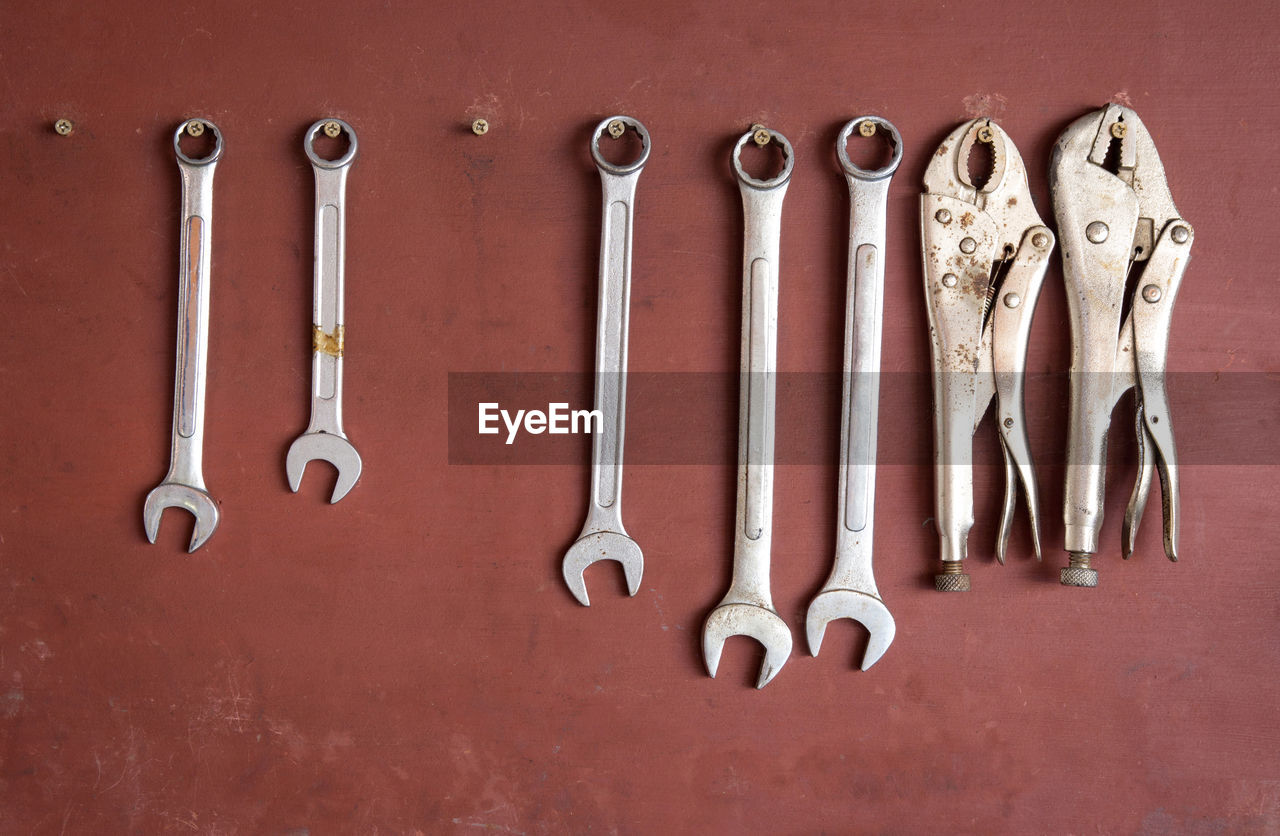 Directly above shot of wrench on table