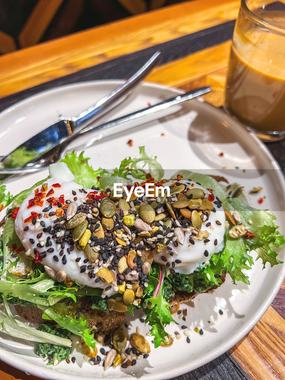 High angle view of food in plate