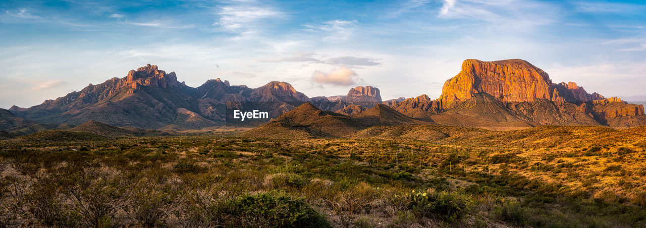 Panoramic view of landscape and mountains against sky in big bend national park - texas