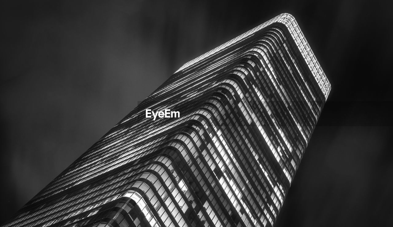 Low angle view on modern office at night