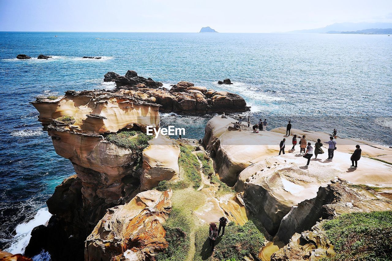 Scenic view of sea against clear sky