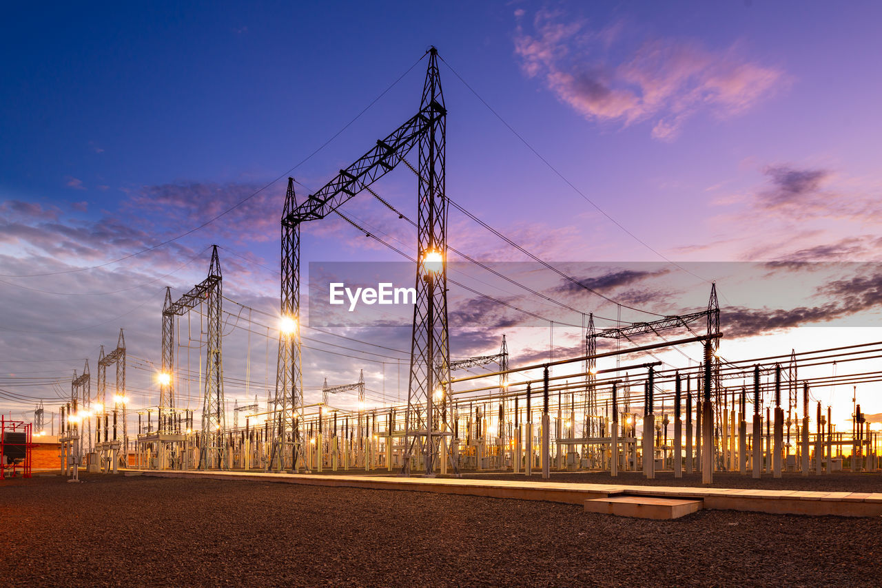 Electric substation in asuncion, paraguay at dawn