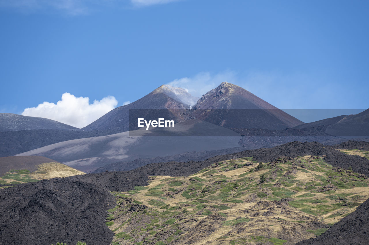 The summit of the etna volcano with the summit craters