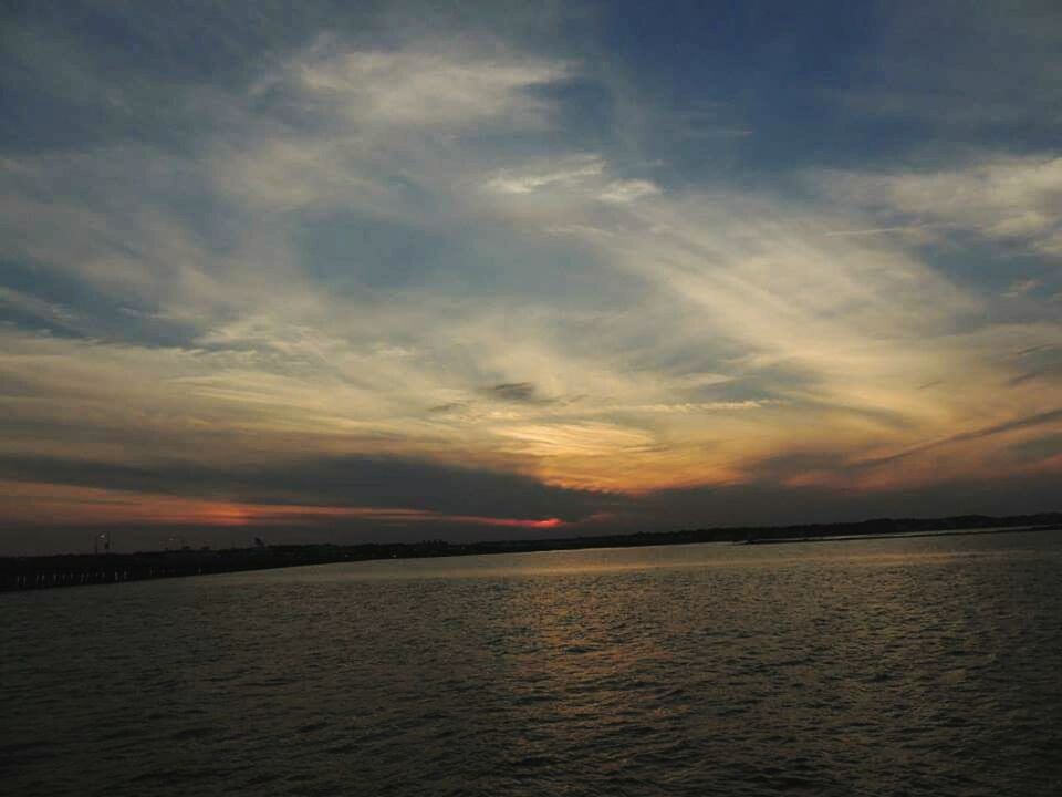 Scenic view of sea against cloudy sky