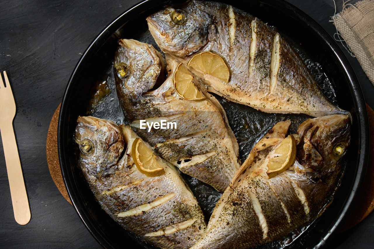 high angle view of food in plate