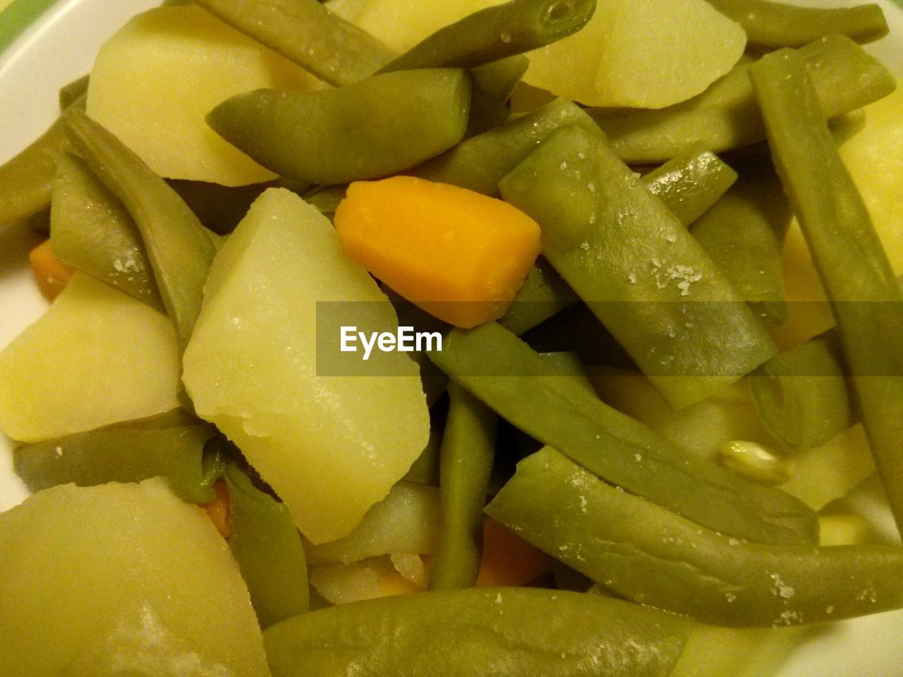 High angle view of boiled vegetables in plate