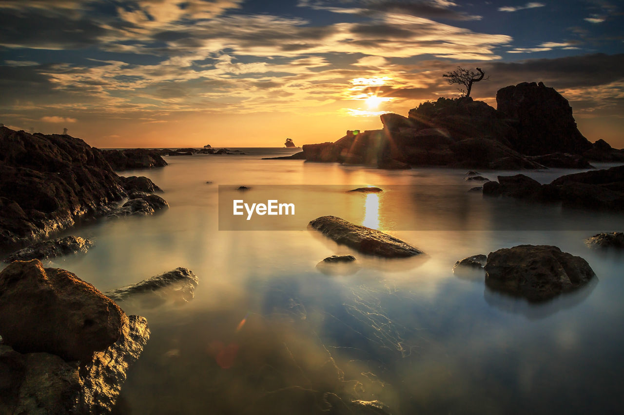 SCENIC VIEW OF SEA DURING SUNSET