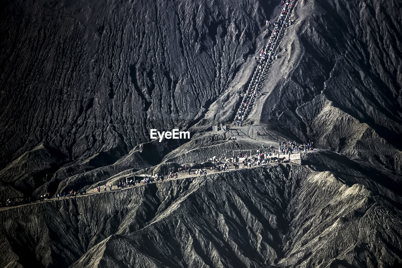 High angle view of snow covered mountain