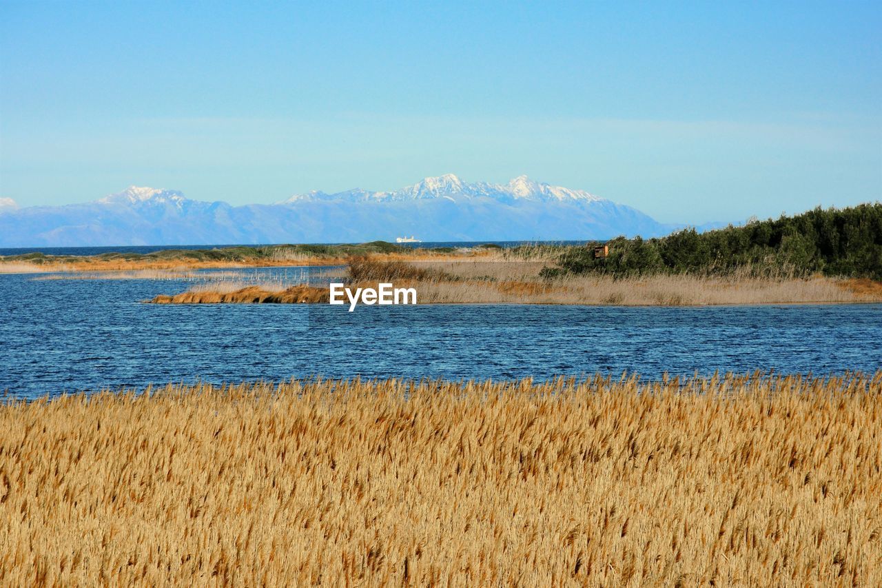 Scenic view of lake against sky