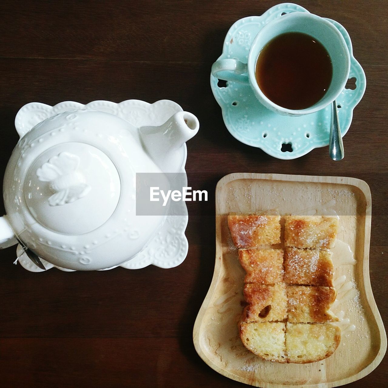 Directly above shot of breakfast on table