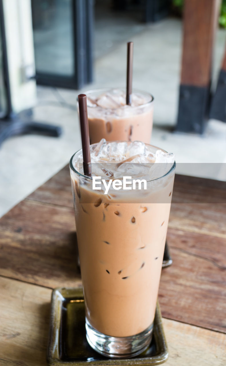 Close-up of drink in glass on table