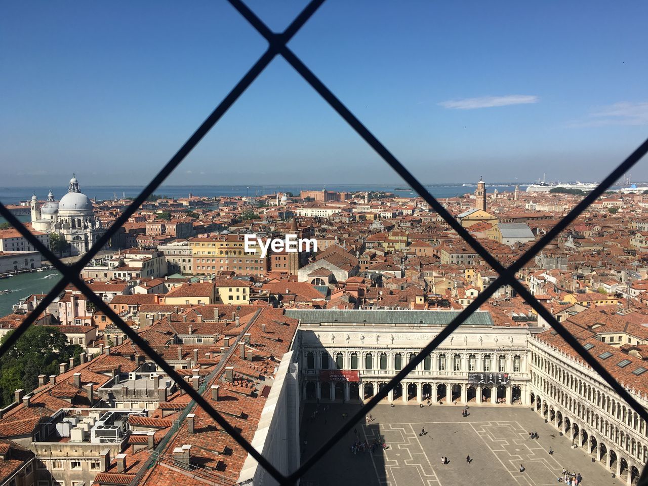 High angle view of buildings in city