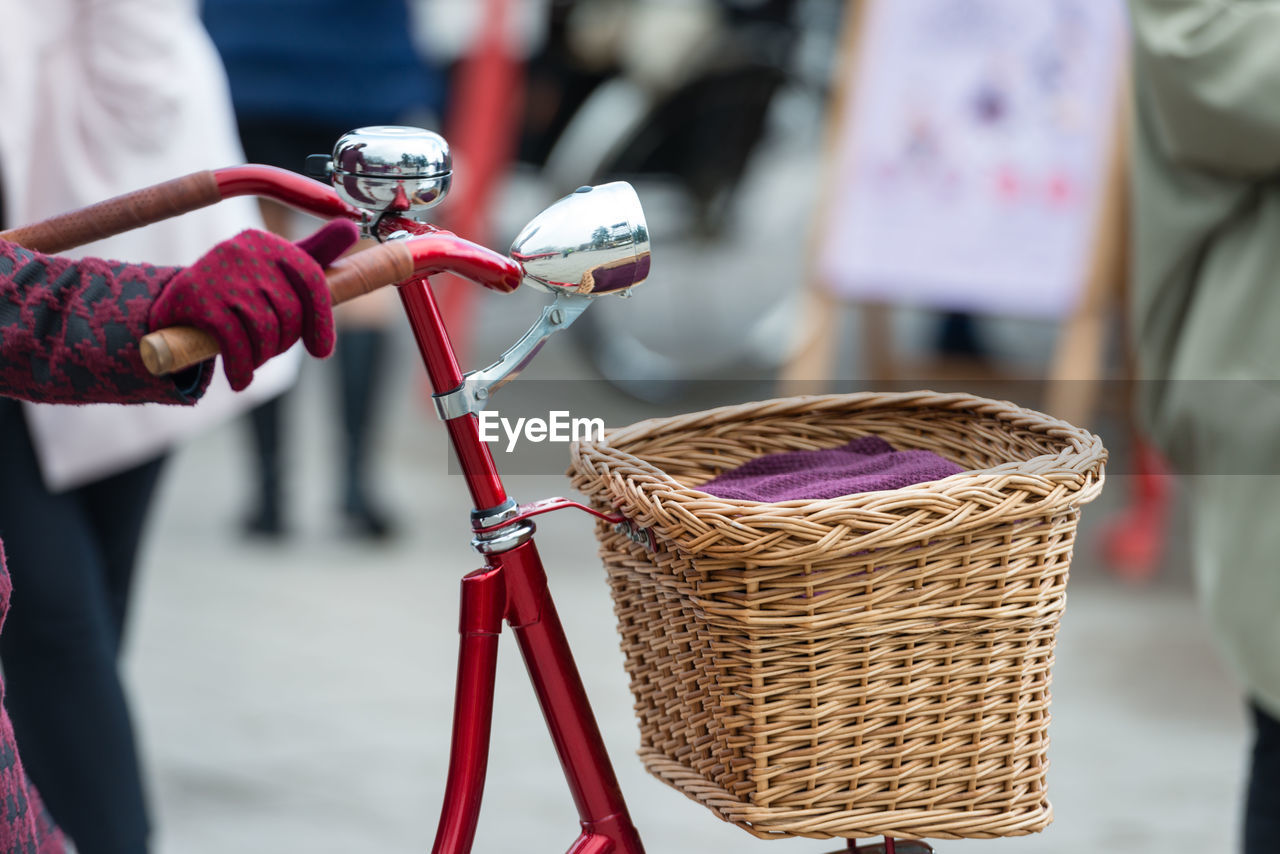 Close-up of bicycle basket