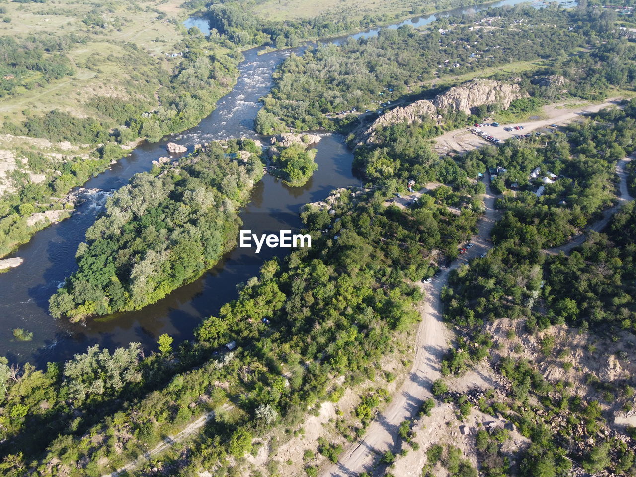 HIGH ANGLE VIEW OF AGRICULTURAL LAND