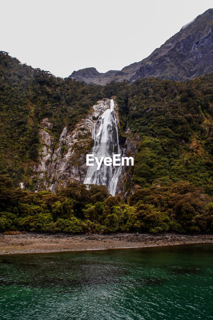 VIEW OF WATERFALL AGAINST CLEAR SKY