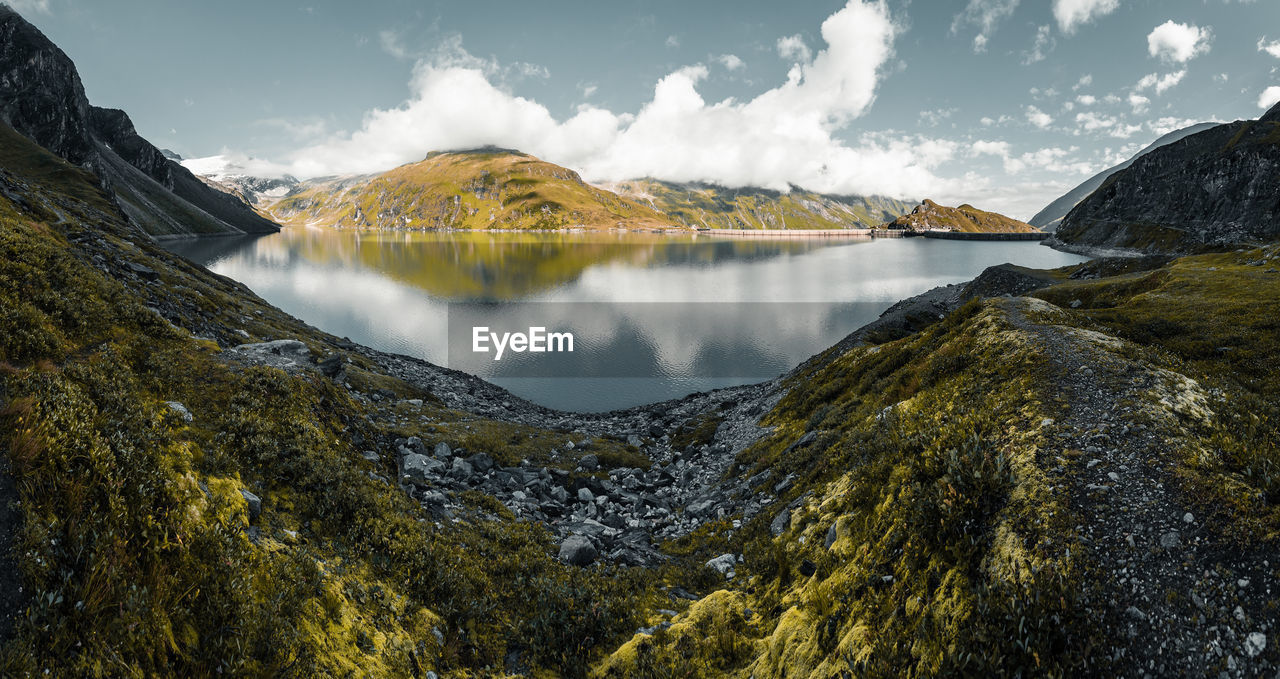 Panoramic view of lake against sky