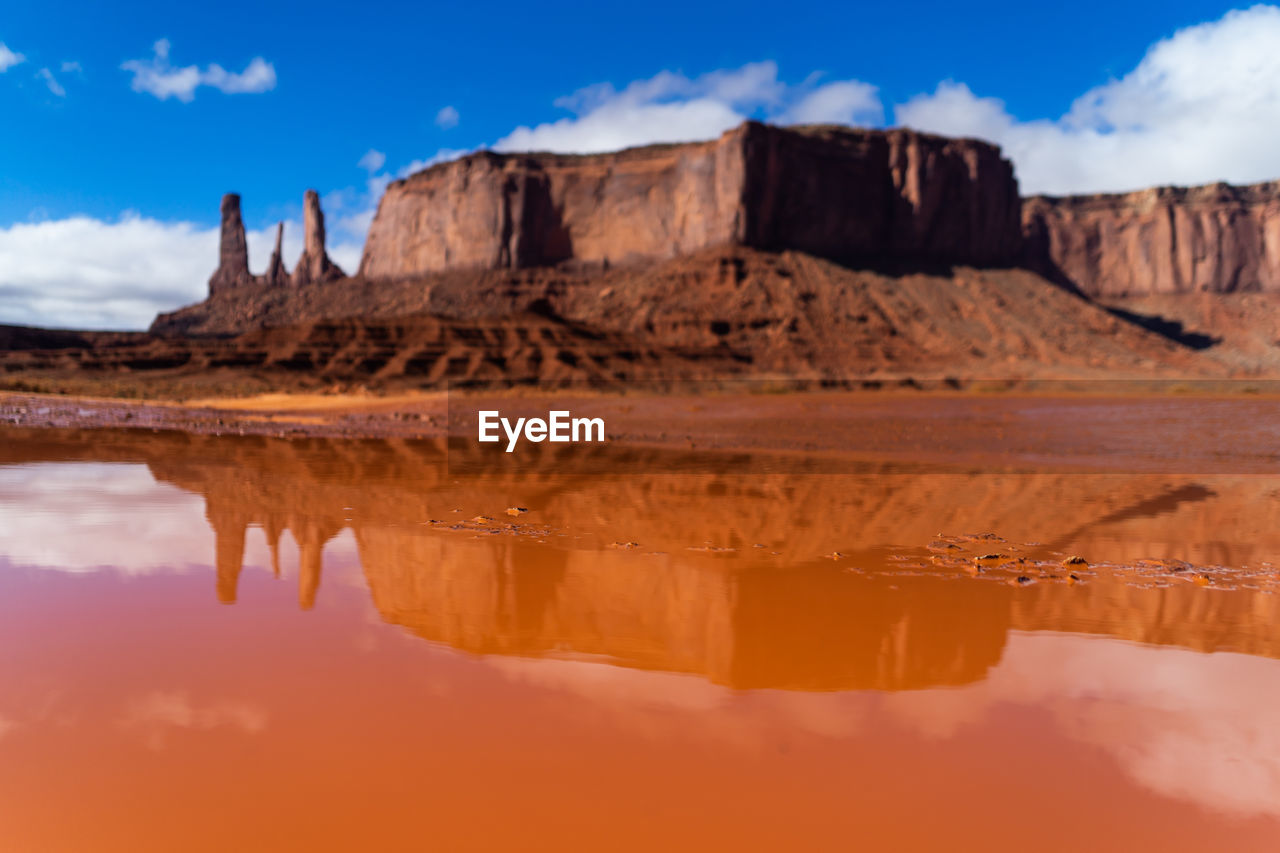 Reflection of rock formations in water