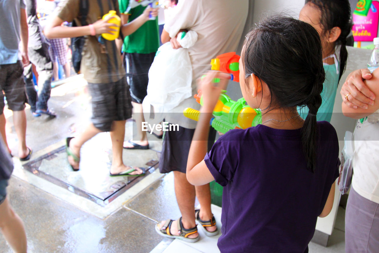 People enjoying on street during songkran festival