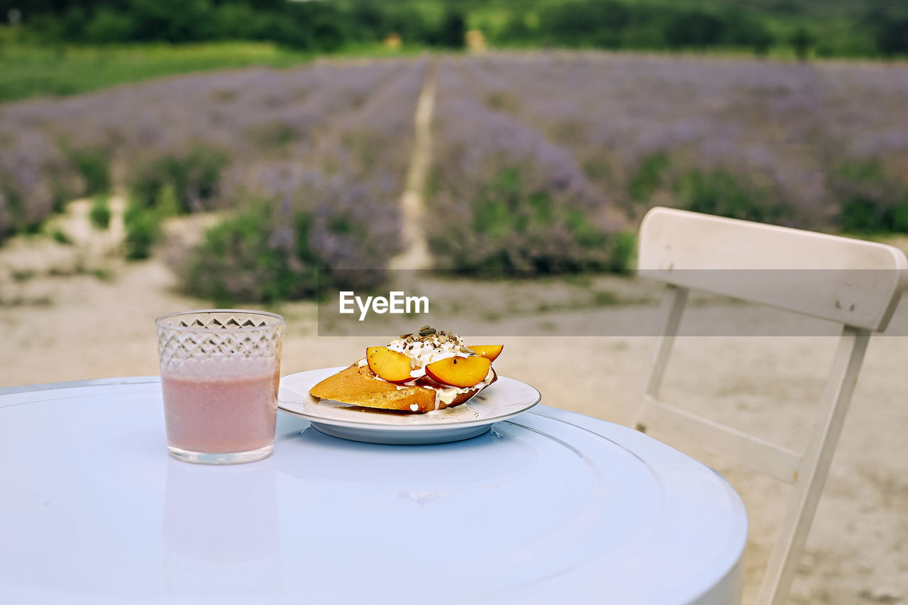 close-up of dessert in plate on table