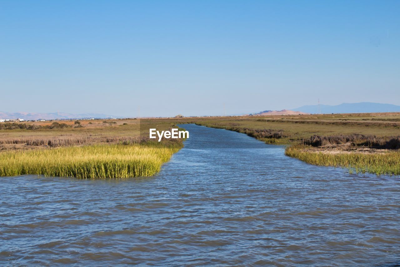 Scenic view of sea against clear sky