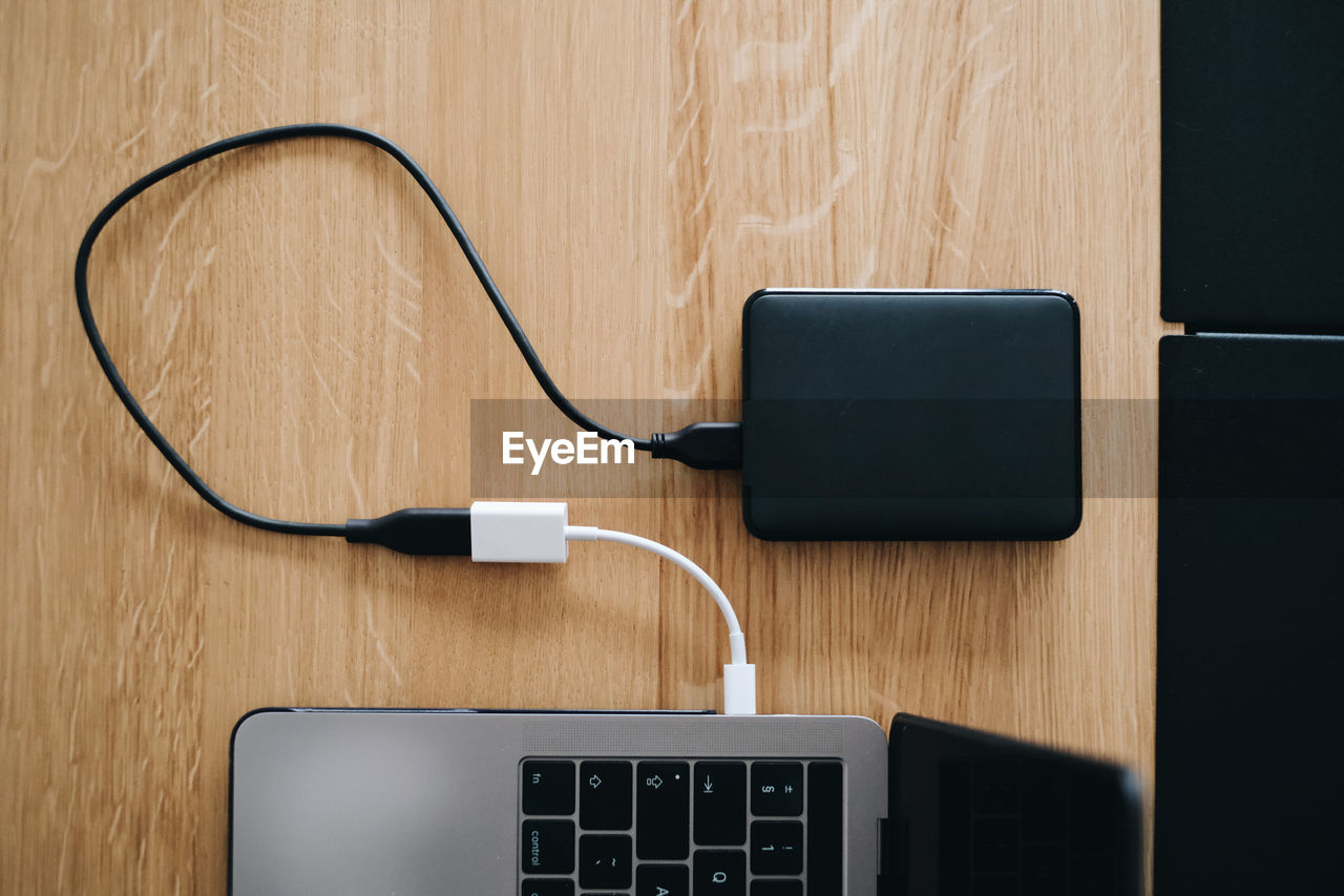 Close-up of laptop on table