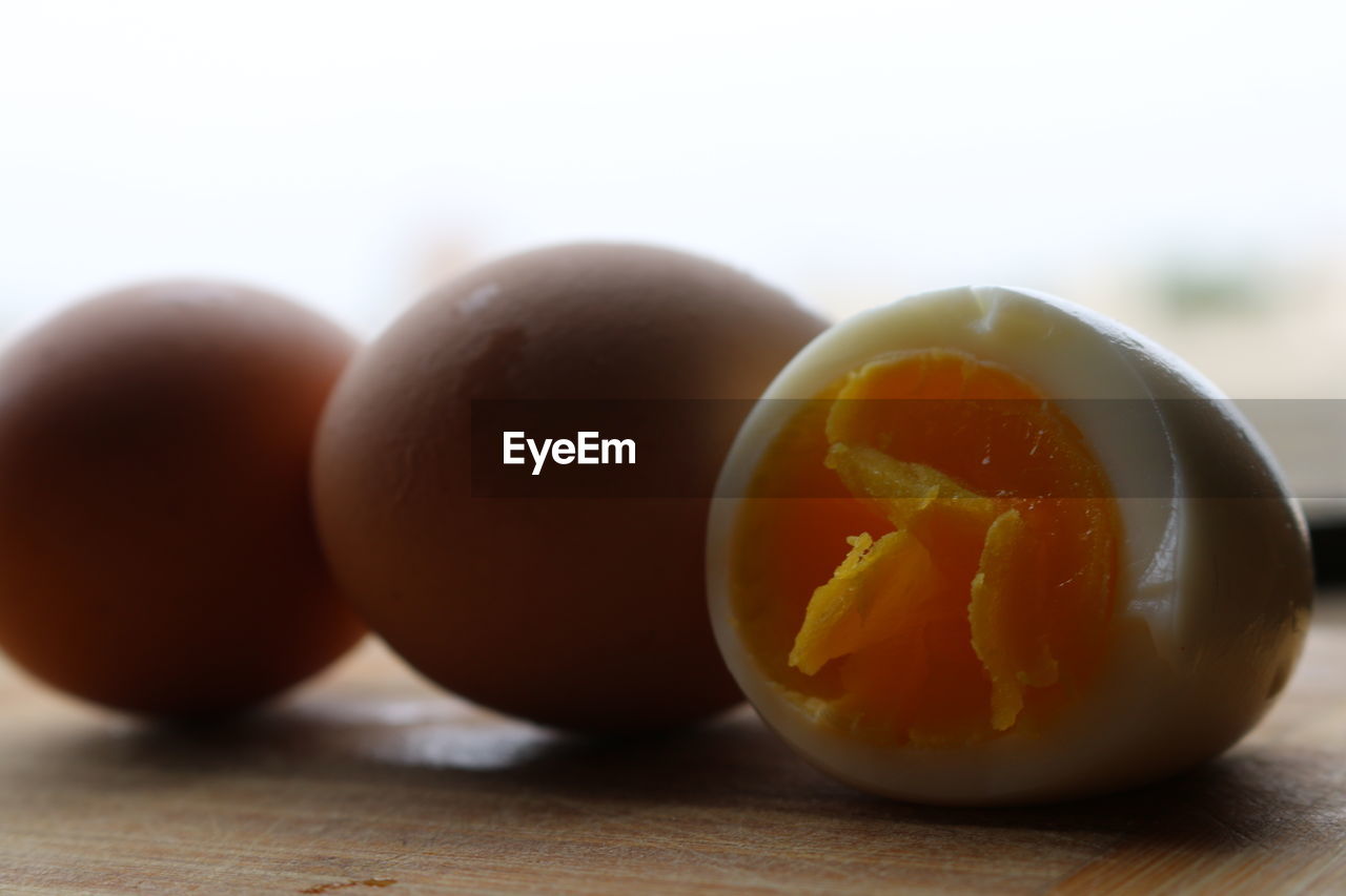 Close-up of boiled eggs