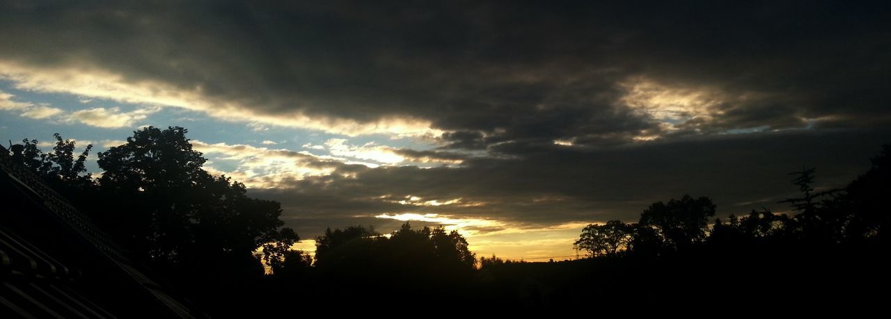 Silhouette of trees against cloudy sky during dusk