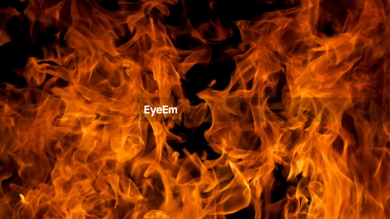 CLOSE-UP OF FIRE BURNING AT NIGHT